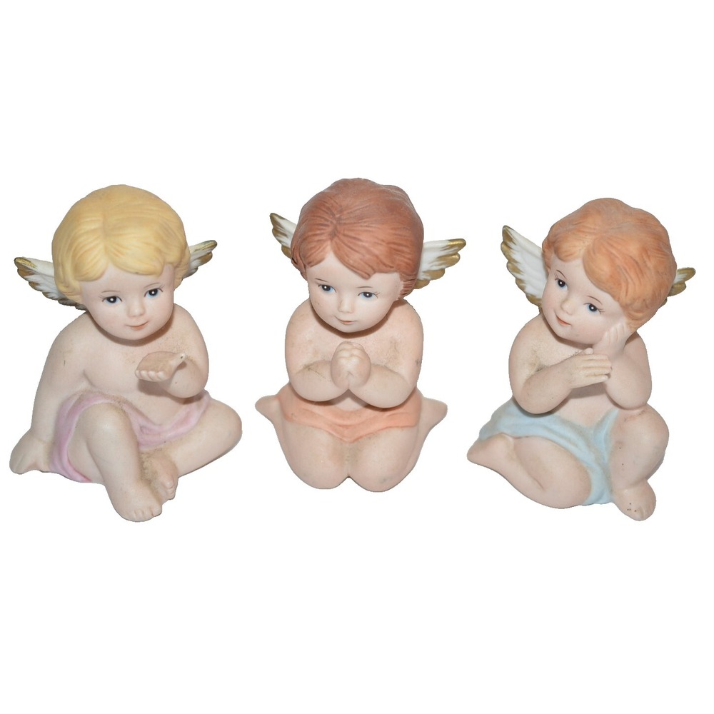 Vtg Homco 1430 "Heavenly Cherub" Angels Set Home‎ Interiors Porcelain Figurines